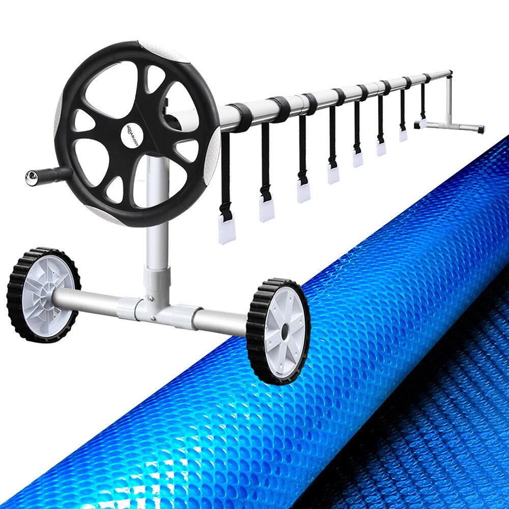 Aquabuddy Pool Cover 500 Micron 9.5x5m Swimming Pool Solar Blanket 5.5m Roller
