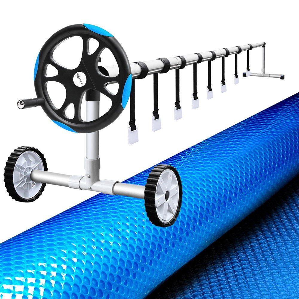 Aquabuddy Pool Cover 8x4.2m 400 Micron Swimming Pool Solar Blanket 5.5m Roller