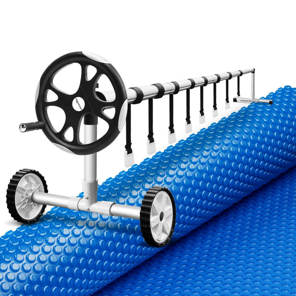 Aquabuddy Pool Cover 600 Micron 7x4m w/ Roller 5.55m Swimming Pools