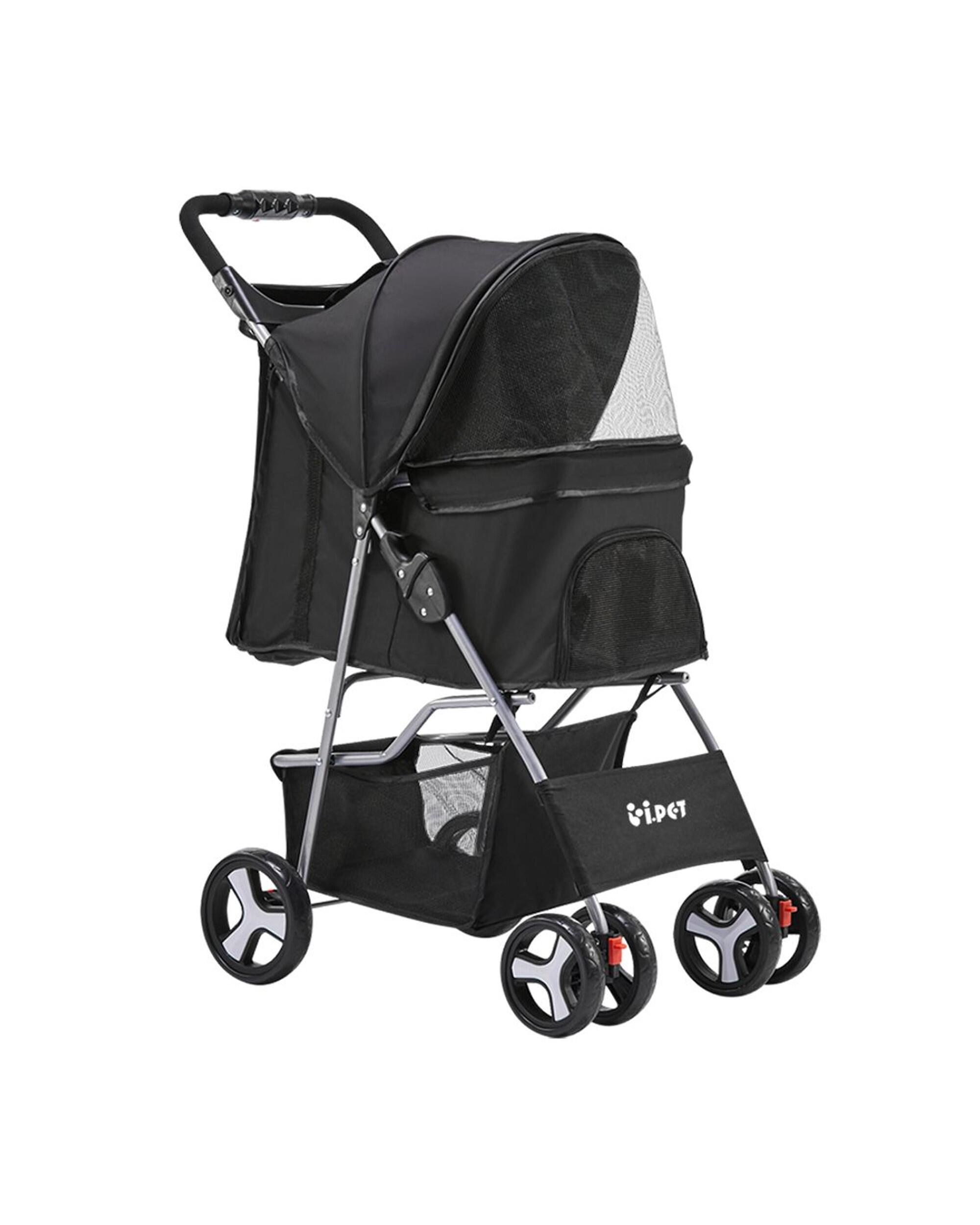 i.Pet Pet Stroller Pram Dog Cat Carrier Cage Travel Pushchair Foldable 4 Wheels