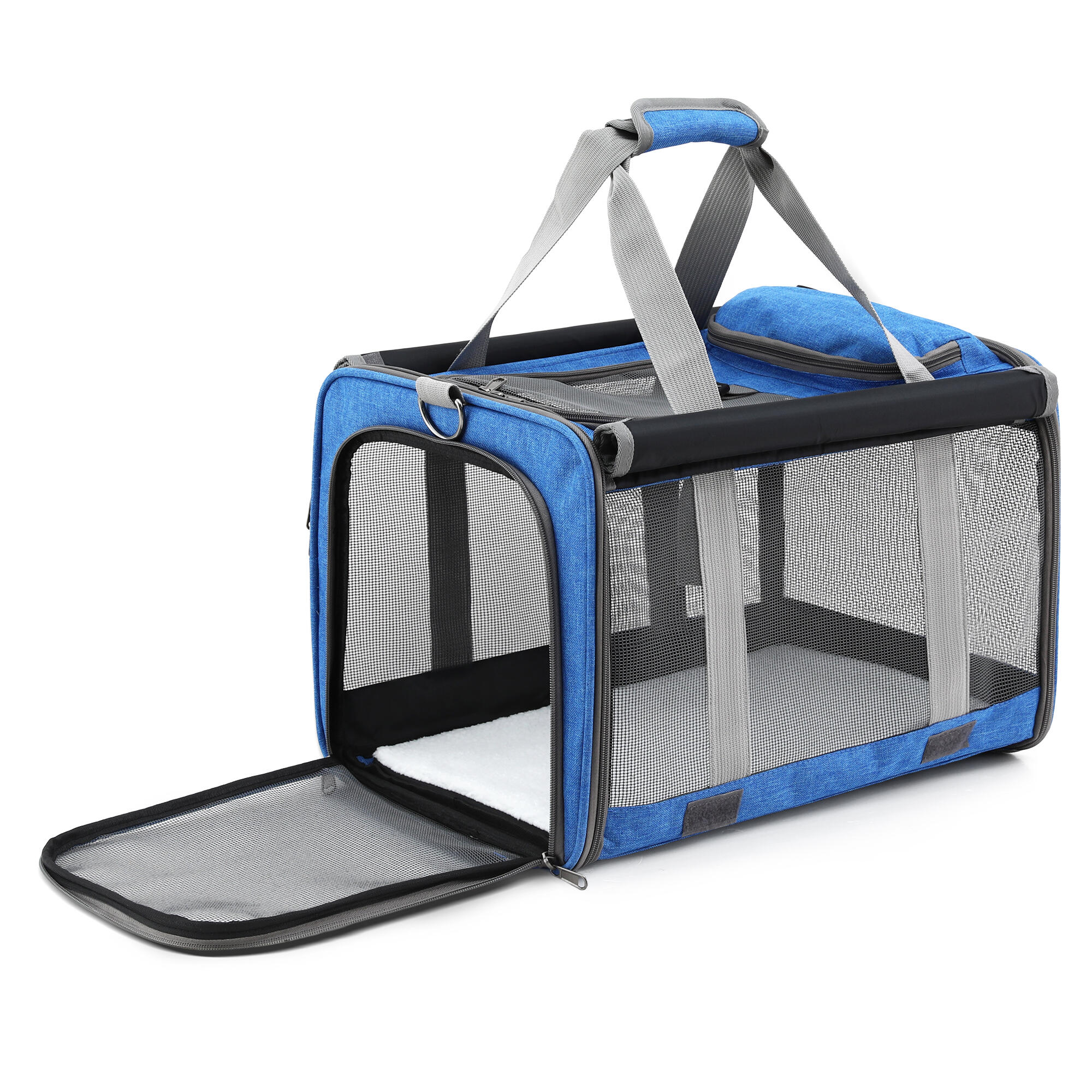 i.Pet Carrier Bag Foldable Dog Cat Durable Crate Travel Cage Portable Car Kennel