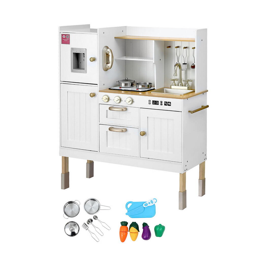 Keezi Kids Kitchen Play Set Wooden Pretend Toys Cooking Children Storage en