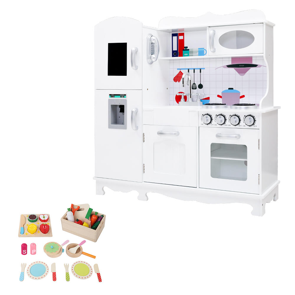 Keezi Kids Kitchen Play Set Wooden Pretend Toys Cooking Children Food