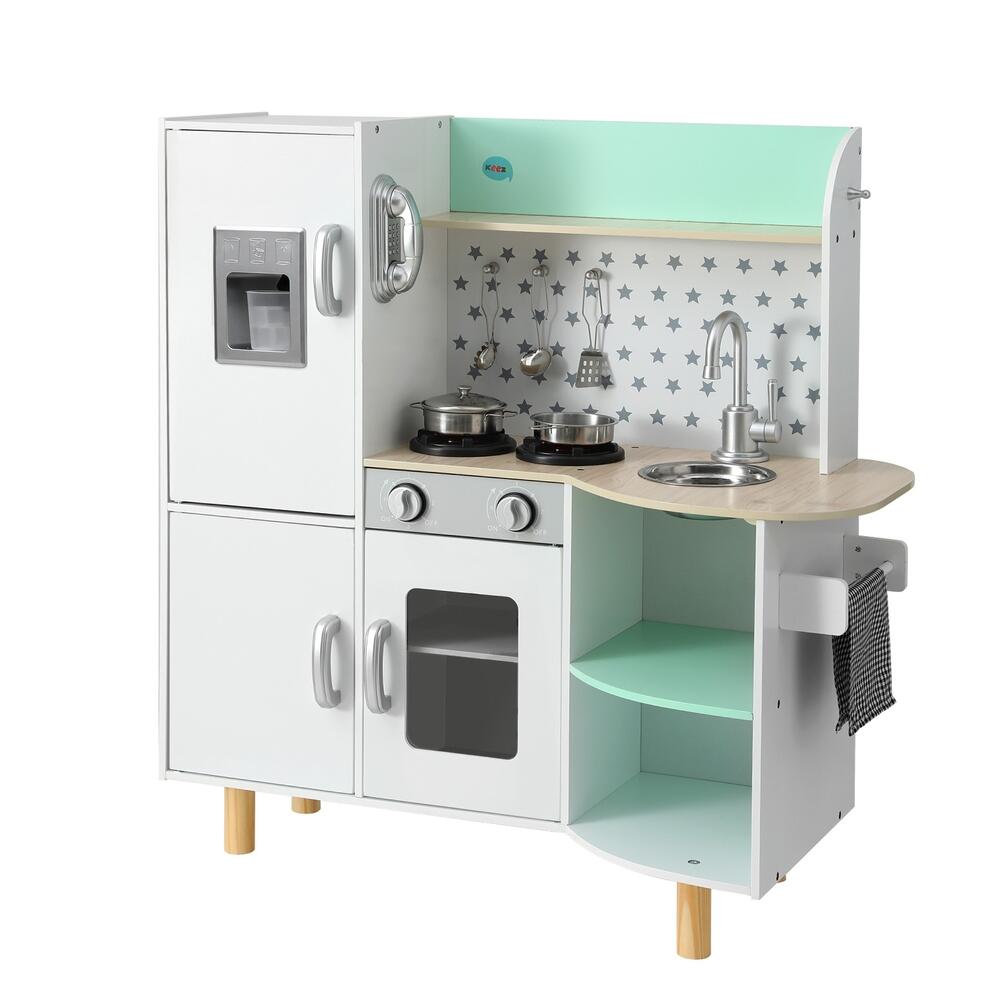 Keezi Kids Wooden Pretend Kitchen Play Sets Cooking Toys Oven Fridge 85CM