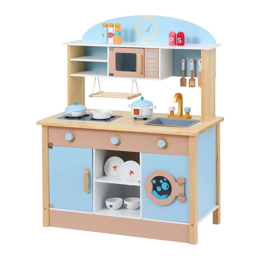 Keezi Kids Wooden Pretend Kitchen Play Sets Cooking Toys Oven Dishwasher 80CM