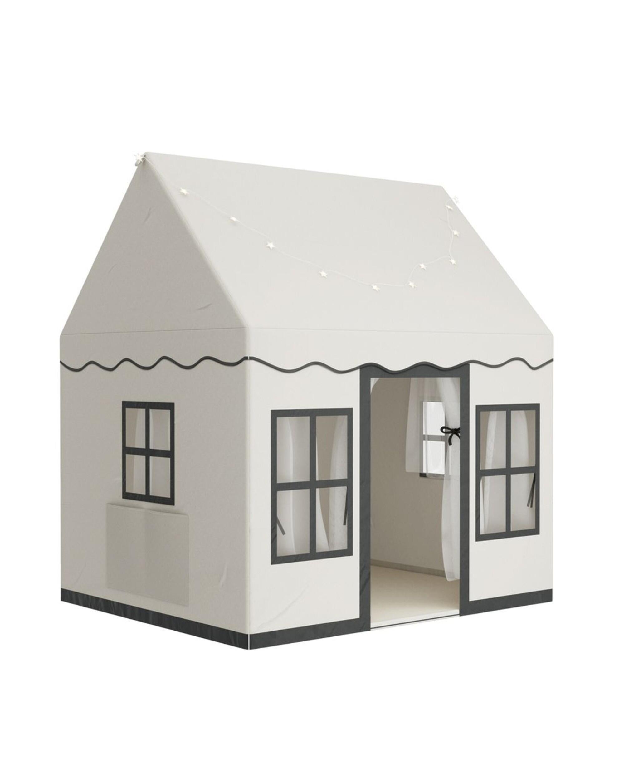Keezi Kids Play Tent Playhouse Castle with String Lights Floor Mat Side Pocket