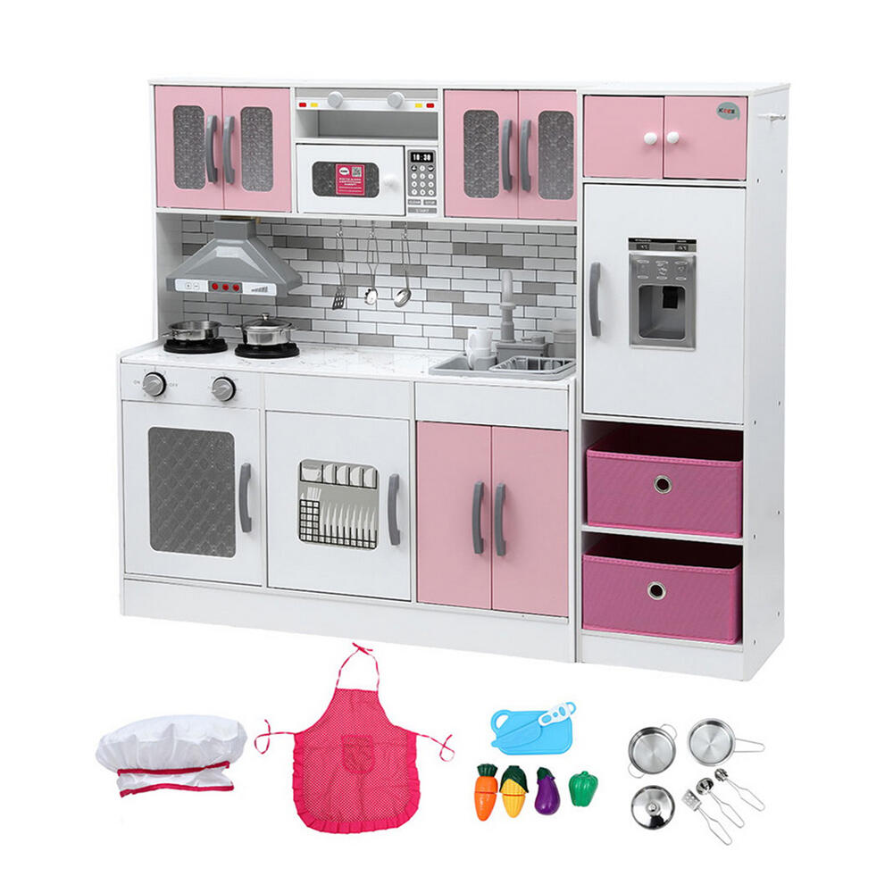 Keezi Kids Kitchen Playset 2-Piece Wooden Pretend Play Coffee Maker Toy 100CM