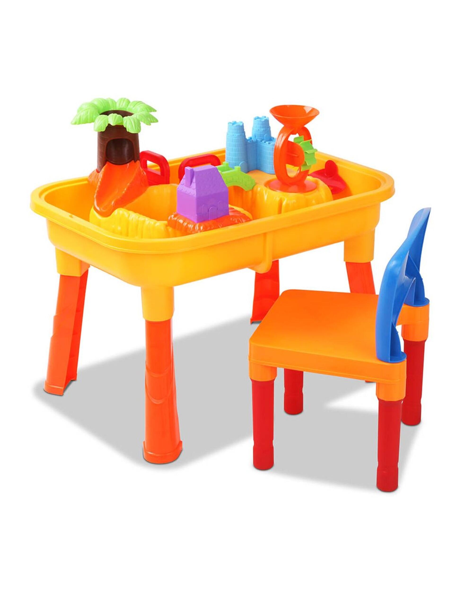 Keezi Kids Sandpit Pretend Play Set Sand Water Table Chair Outdoor Beach Toy