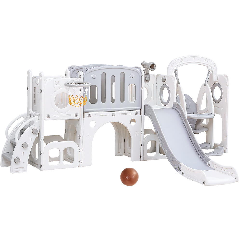 Keezi Kids Slide Swing Set Basketball Hoop Ring Football Outdoor Toys 132cm