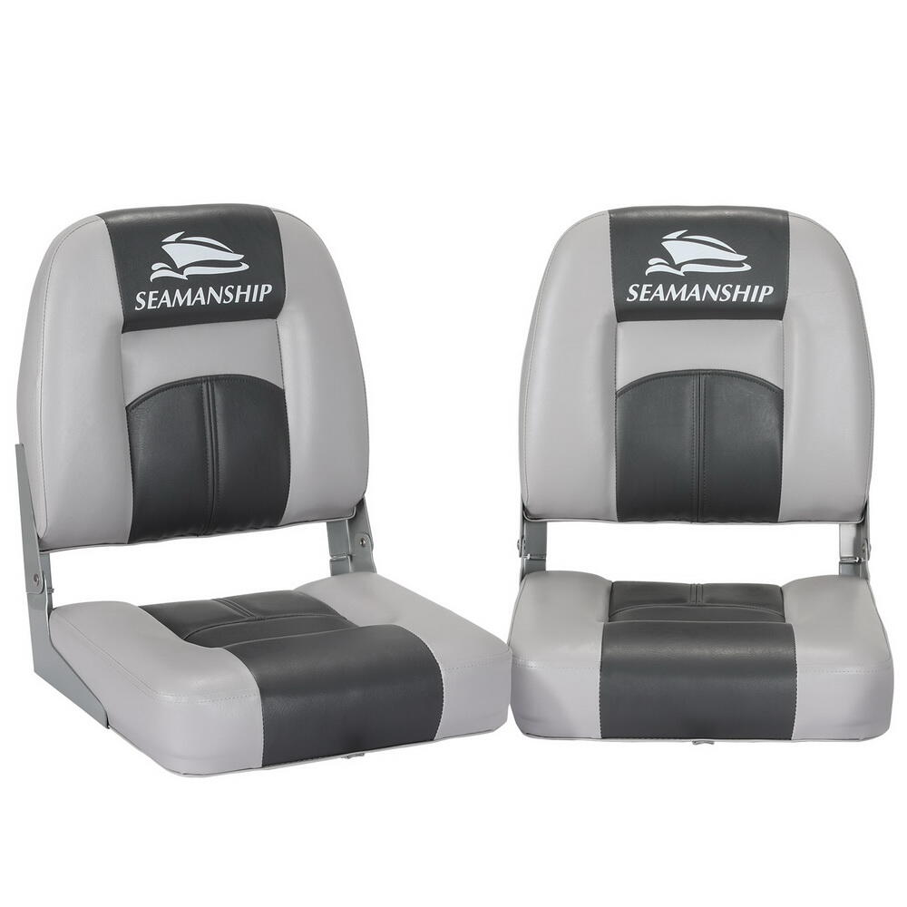Seamanship 2X Folding Boat Seats Marine Swivel Low Back 10cm Padding