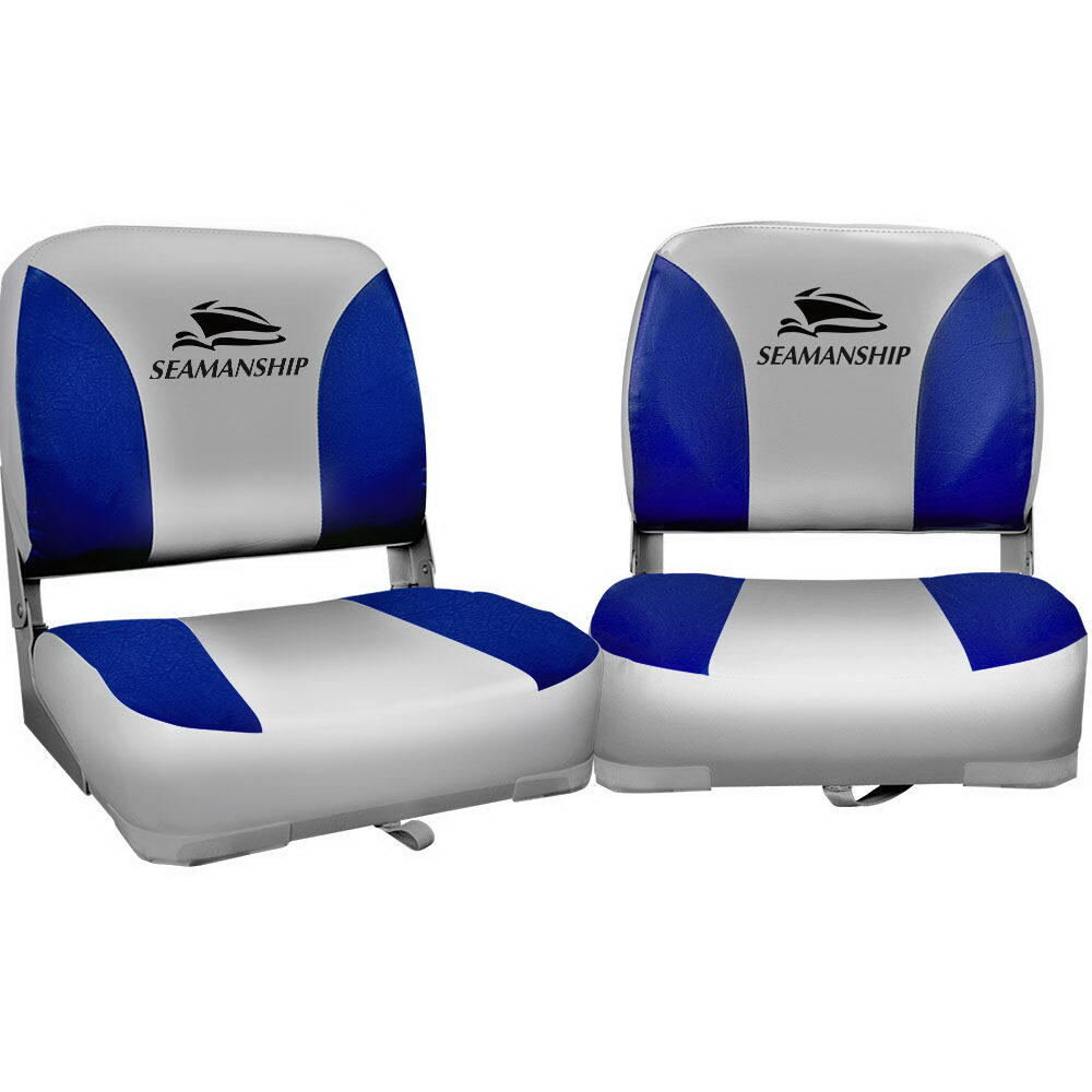 Seamanship 2X Folding Boat Seats Marine Swivel Low Back 13cm Padding