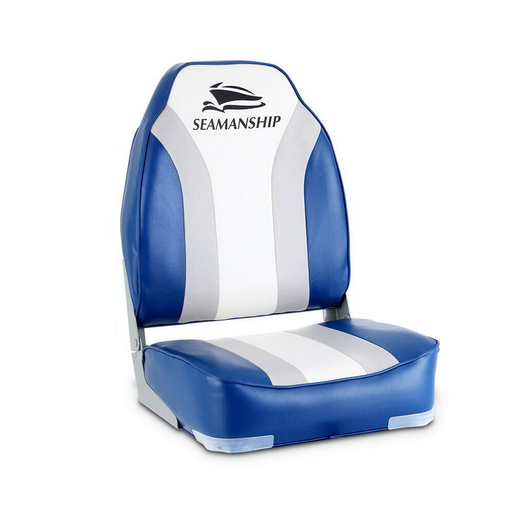 Seamanship 2X Folding Boat Seats Marine Seat Swivel High Back 12cm Padding