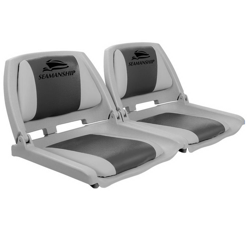 Seamanship 2X Folding Boat Seats Marine Seat Swivel Low Back 4cm Padding