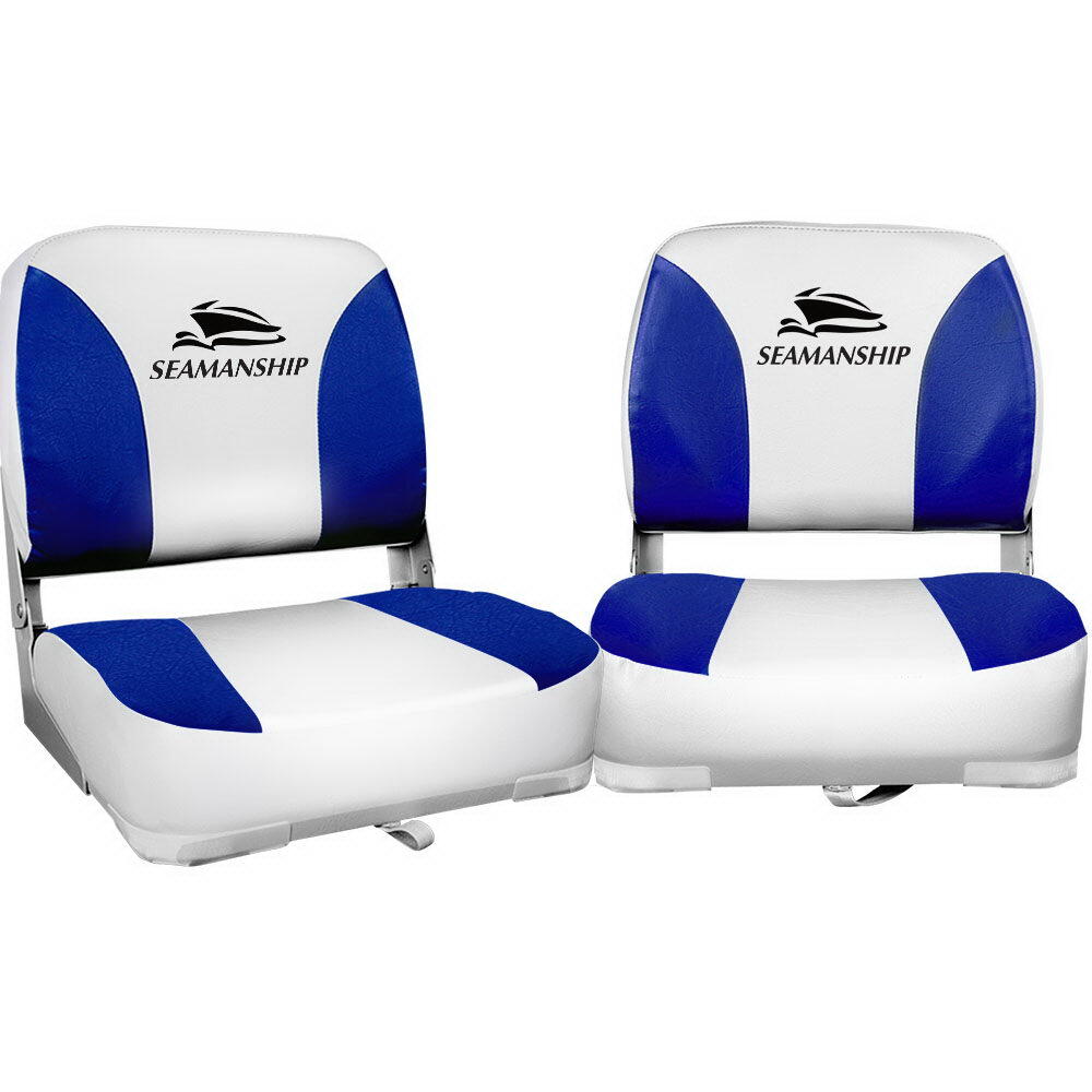 Seamanship 2X Folding Boat Seats Marine Swivel Low Back 13cm Padding