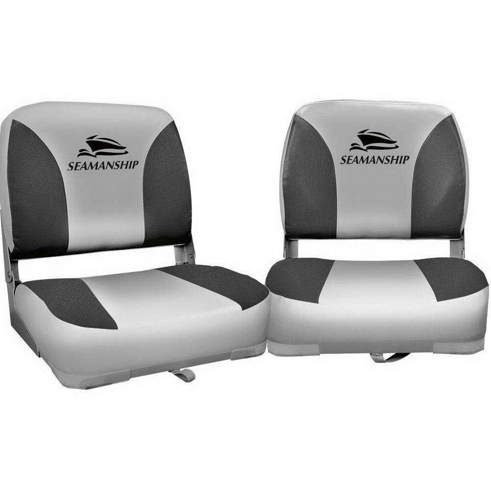 Seamanship 2X Folding Boat Seats Marine Swivel Low Back 13cm Padding