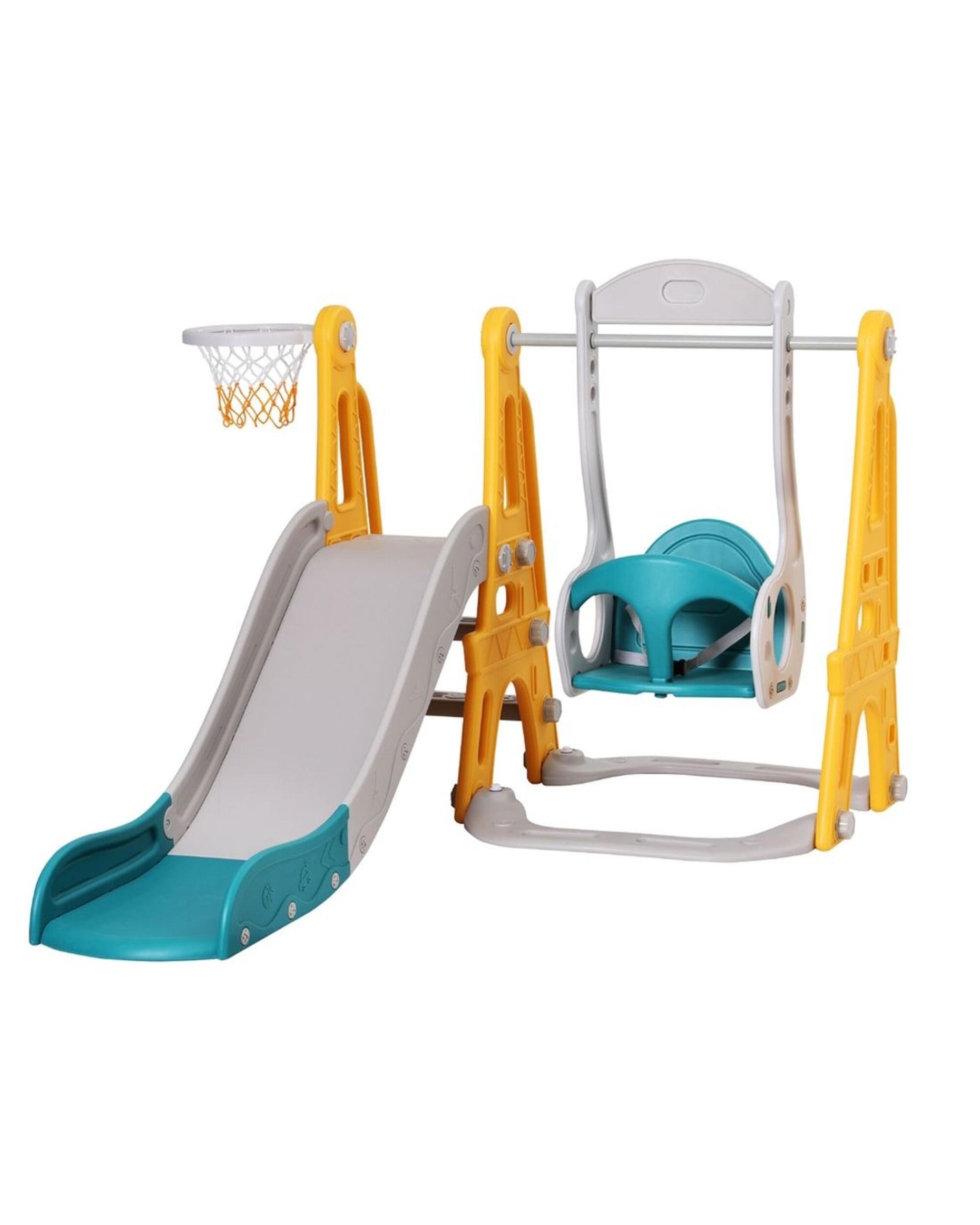 Keezi Kids Slide Swing Set Basketball Outdoor Toys Adjustable Height 140cm