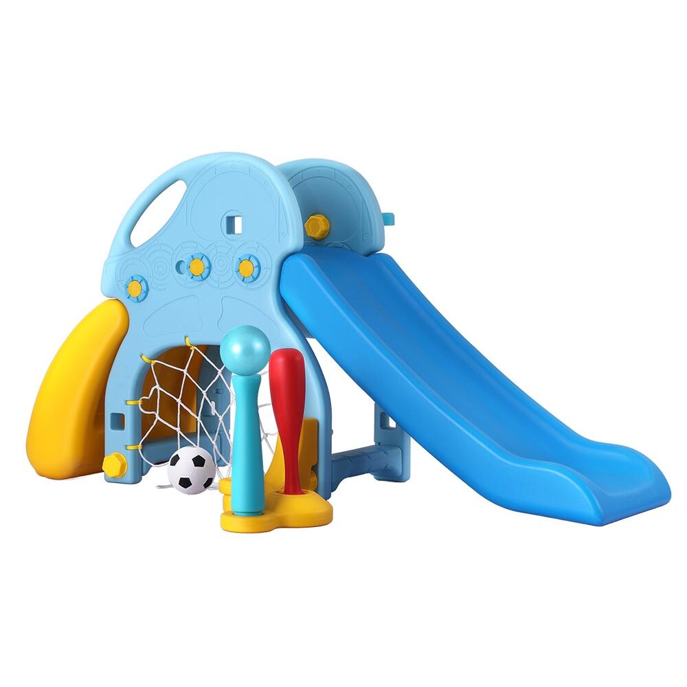 Keezi Kids Slide Set Baseball Bat Basketball Hoop Outdoor Playground 120cm