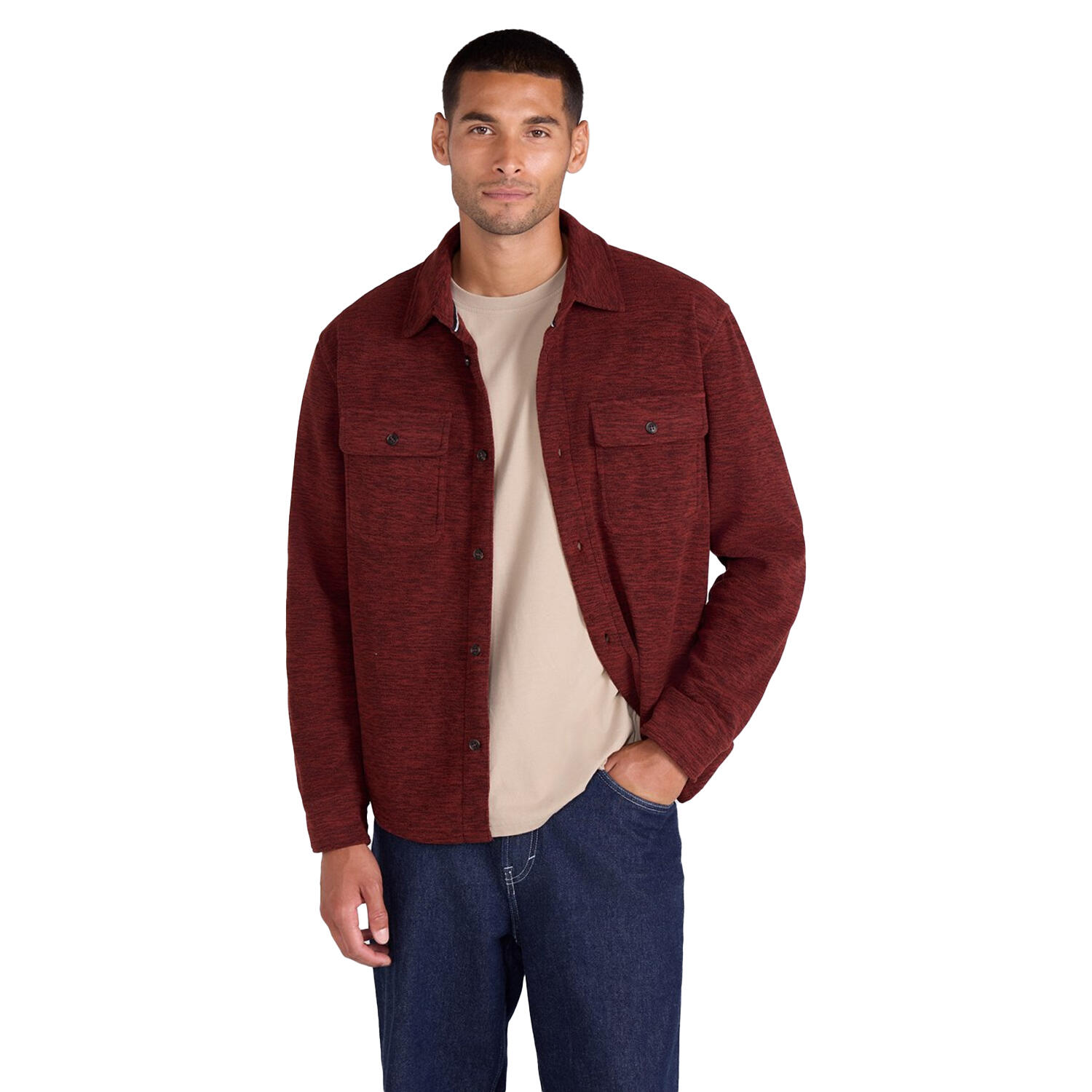 Camicia Pile Uomo Animal George Rosso 3/4