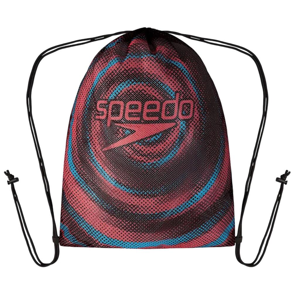 Printed Mesh 35L Drawstring Bag (Red/Blue)