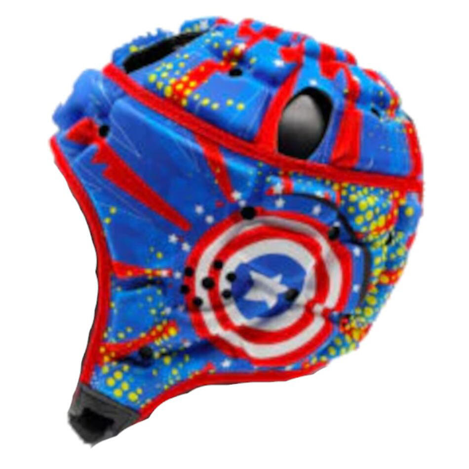 Casque de rugby Impact Captain Bleu et rouge 3/4