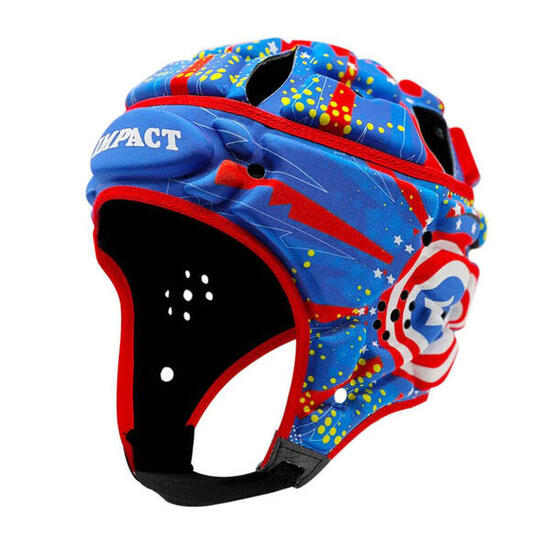 Casque de rugby Impact Captain Bleu et rouge