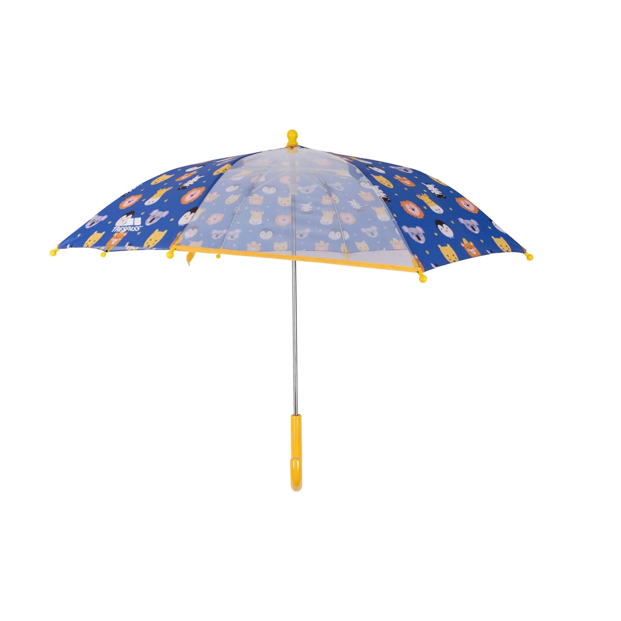 TRESPASS Bambini Drizzle Stampa Animale Ombrello Trespass Blu Giallo Multicolore