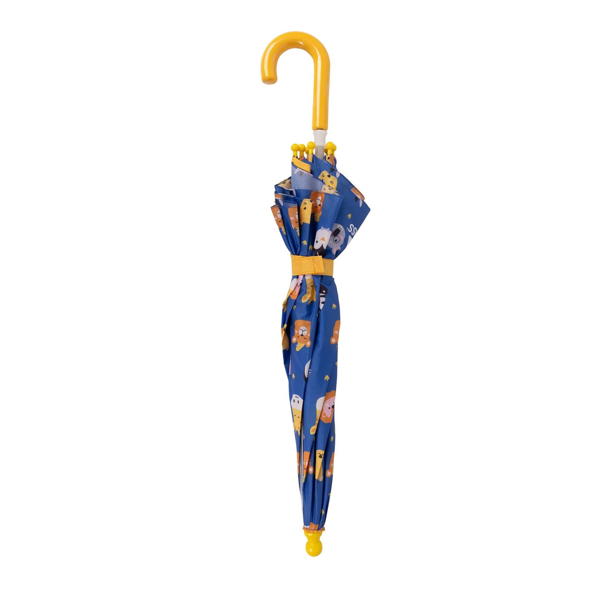 "Drizzle" Tierprint Stockschirm Kinder Blau/Gelb/Bunt 4/5