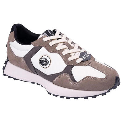 Heren mohim leren trainers (taupe/zwart)