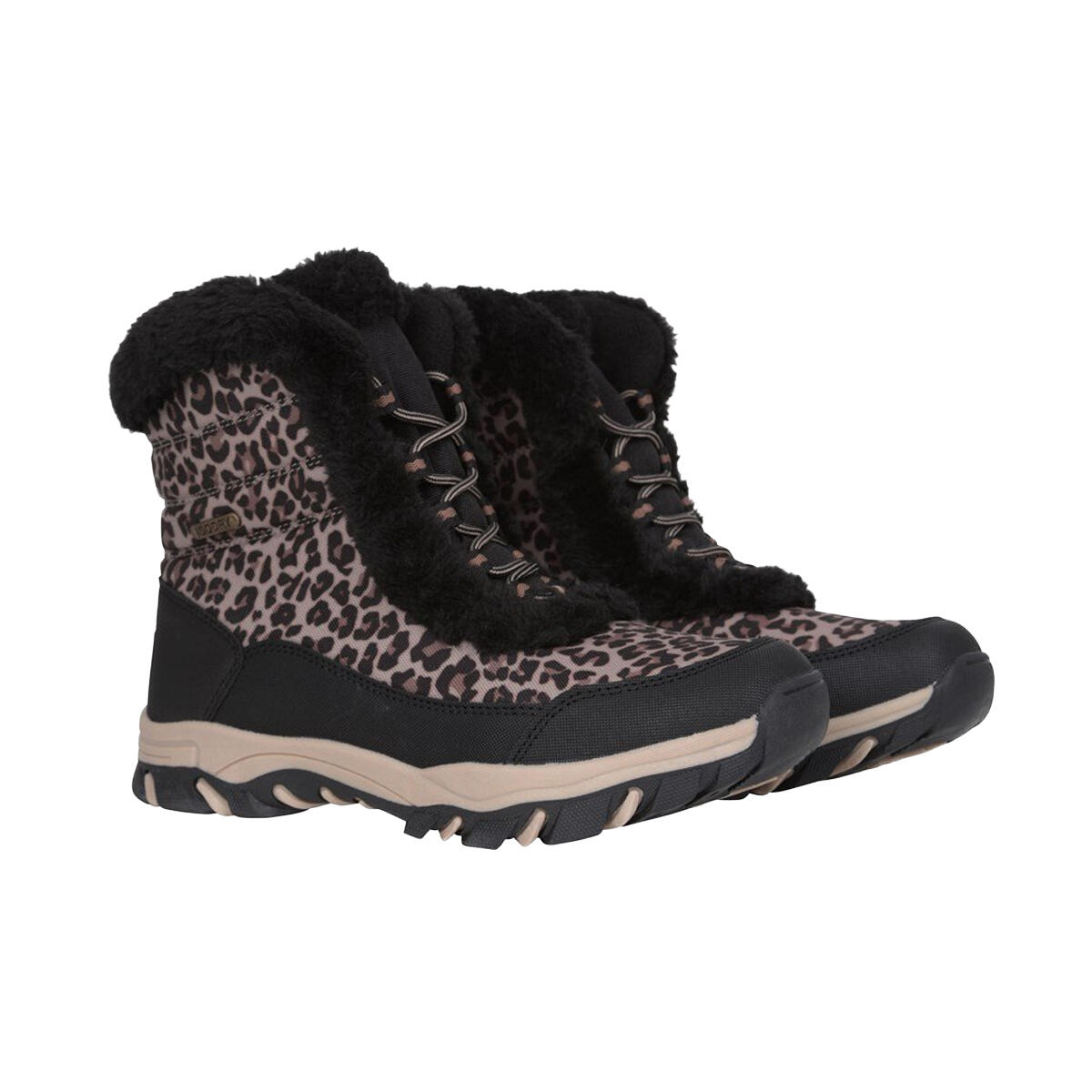 MOUNTAIN WAREHOUSE Womens/Ladies Ohio Leopard Print Thermal Snow Boots (Black)
