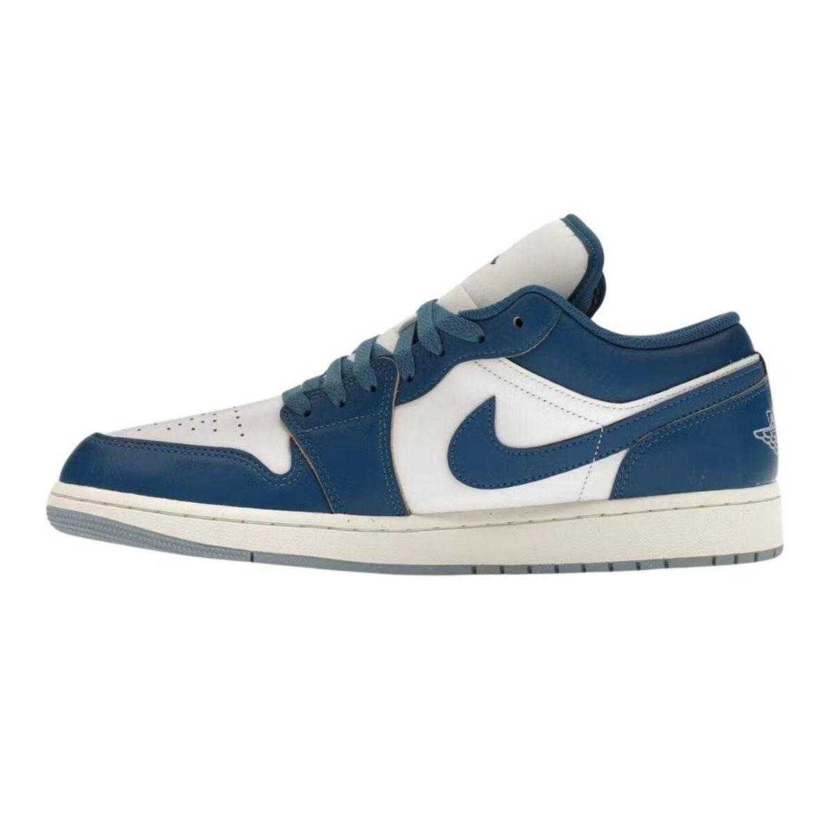 "Air Jordan 1" Sneaker für , Leder, niedrig geschnitten Herren Marine/Weiß 3/4