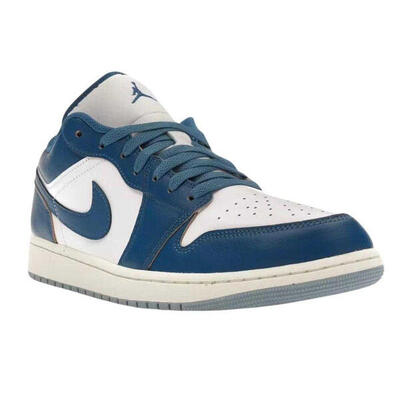 Scarpe Sportive Pelle BassoUomo Nike Air Jordan 1 Blu Navy Bianco