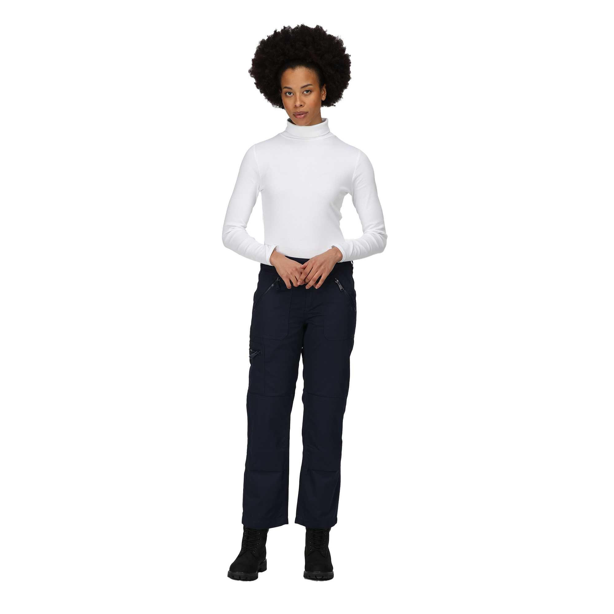 Womens/Ladies Pro Action Stretch Trousers (Navy) 4/5