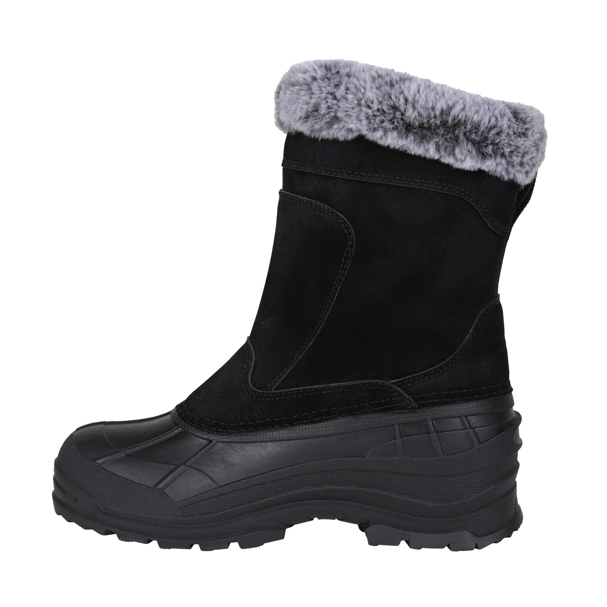 Womens/Ladies Snowdrift Suede Faux Fur Lined Snow Boots (Black) 3/4