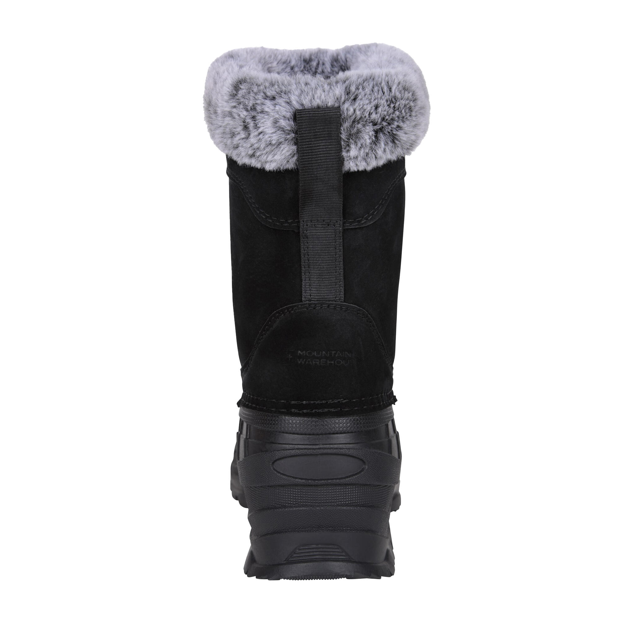 Womens/Ladies Snowdrift Suede Faux Fur Lined Snow Boots (Black) 2/4