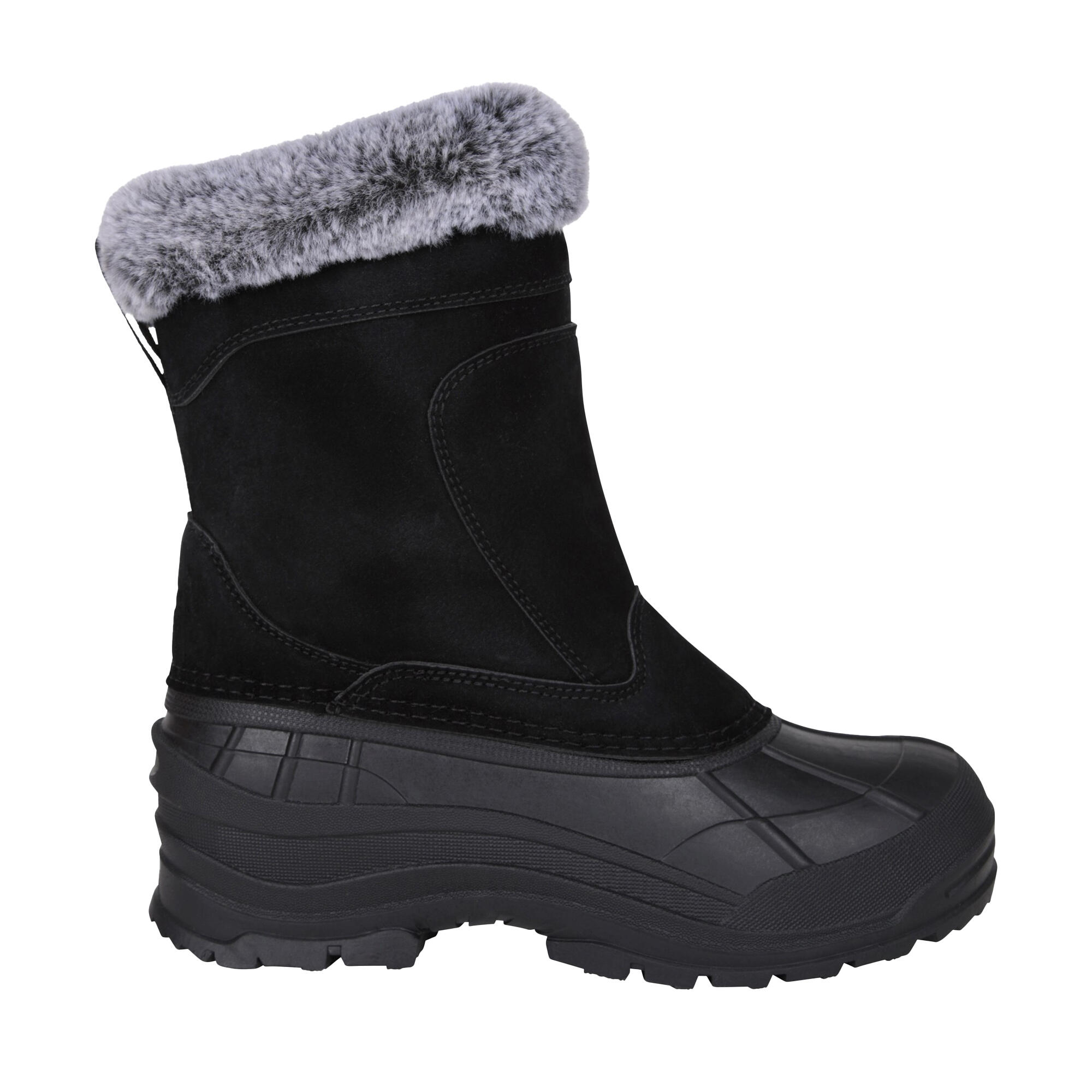 Womens/Ladies Snowdrift Suede Faux Fur Lined Snow Boots (Black) 4/4
