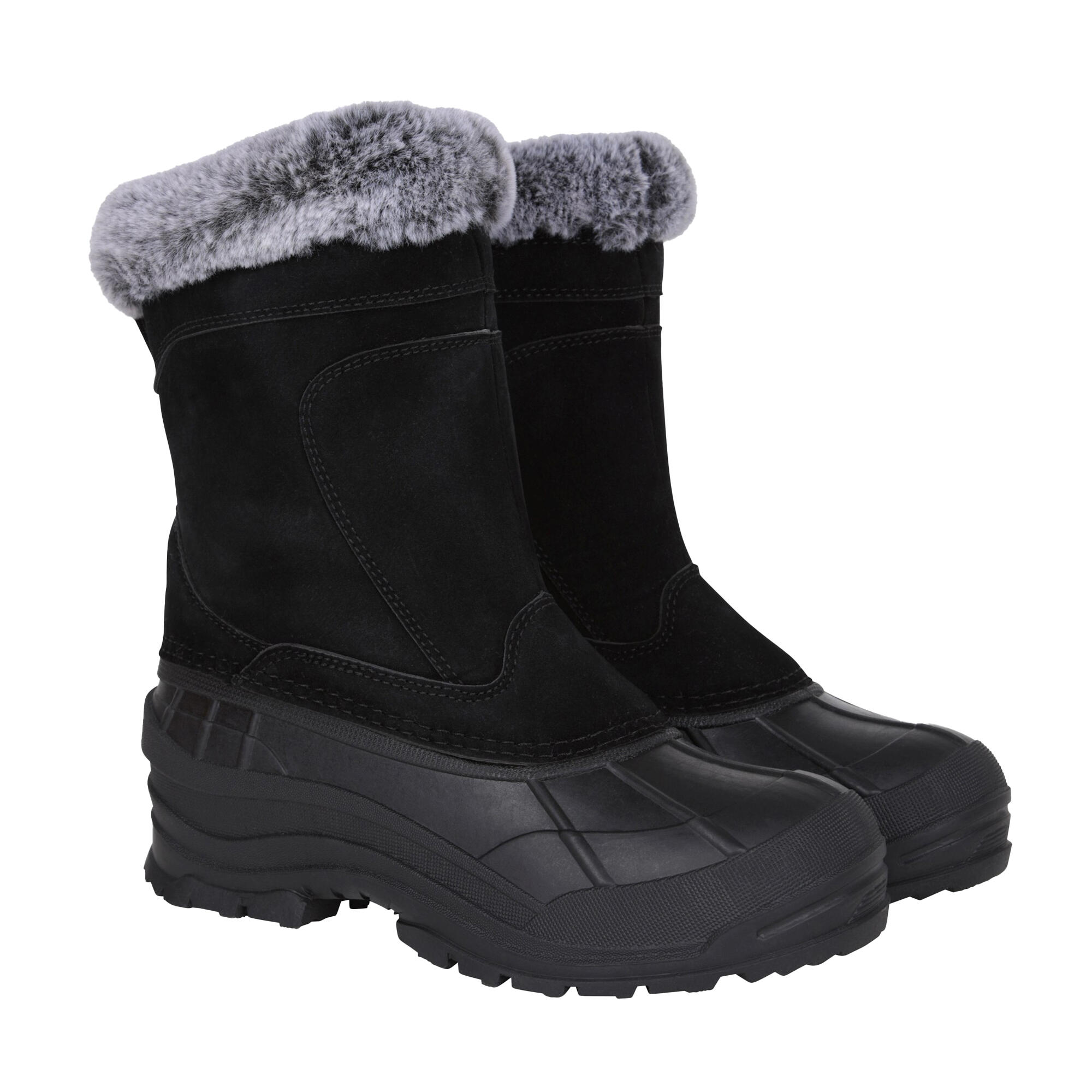 MOUNTAIN WAREHOUSE Womens/Ladies Snowdrift Suede Faux Fur Lined Snow Boots (Black)