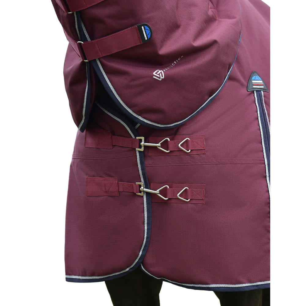 Comfitec Prelim StandardNeck Horse Turnout Rug (Burgundy/Navy) 3/4