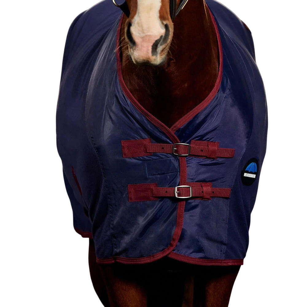 StandardNeck Fleece AntiStatic Horse Cooler Rug (Navy/Burgundy) 3/4