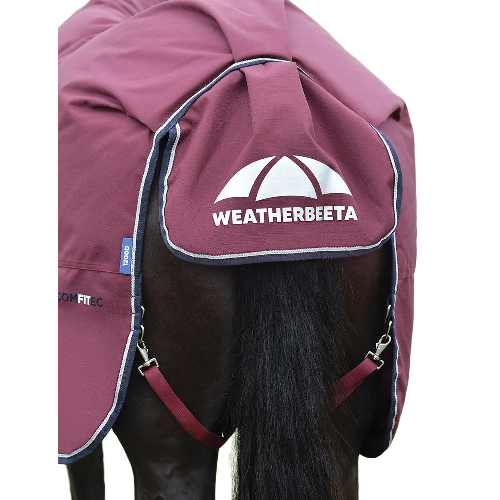Comfitec Prelim StandardNeck Horse Turnout Rug (Burgundy/Navy) 2/4