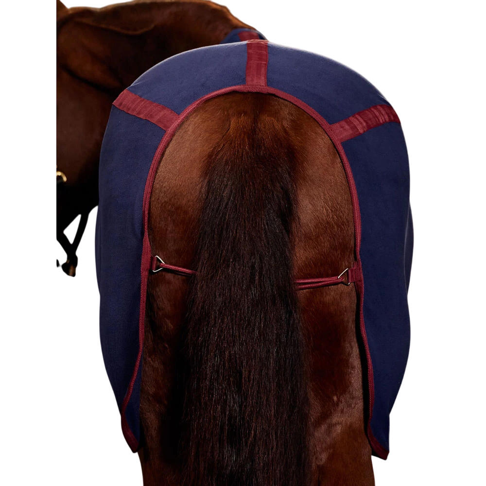 StandardNeck Fleece AntiStatic Horse Cooler Rug (Navy/Burgundy) 2/4