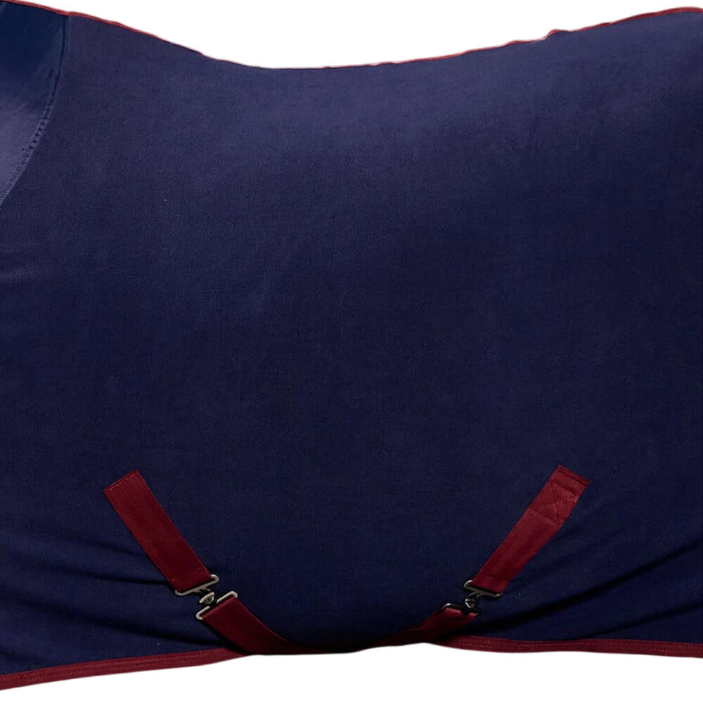 StandardNeck Fleece AntiStatic Horse Cooler Rug (Navy/Burgundy) 4/4
