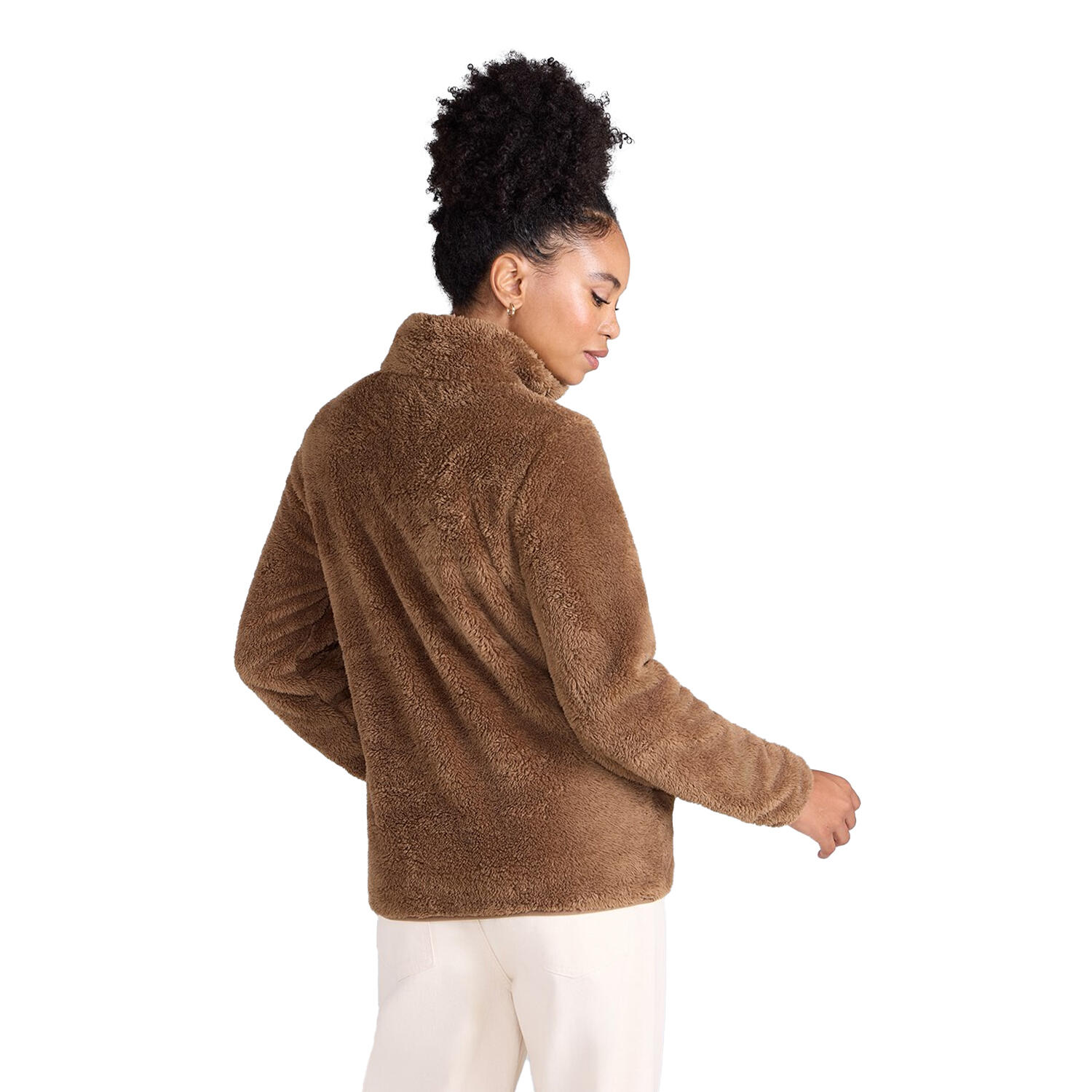 Jacke für , mit halbem Reißverschluss, TeddyStoff Damen Hautbraun 4/4