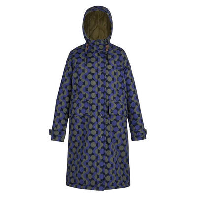 Waterdichte dames orla kiely floral lange jas (blauw/donkere olijf)