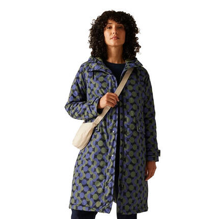 Orla Kiely" Jacke, wasserfest für , Lang Damen Blau/Dunkel-Olive