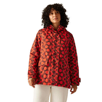 Dames orla kiely bloemen waterdichte jas halflang (rood)