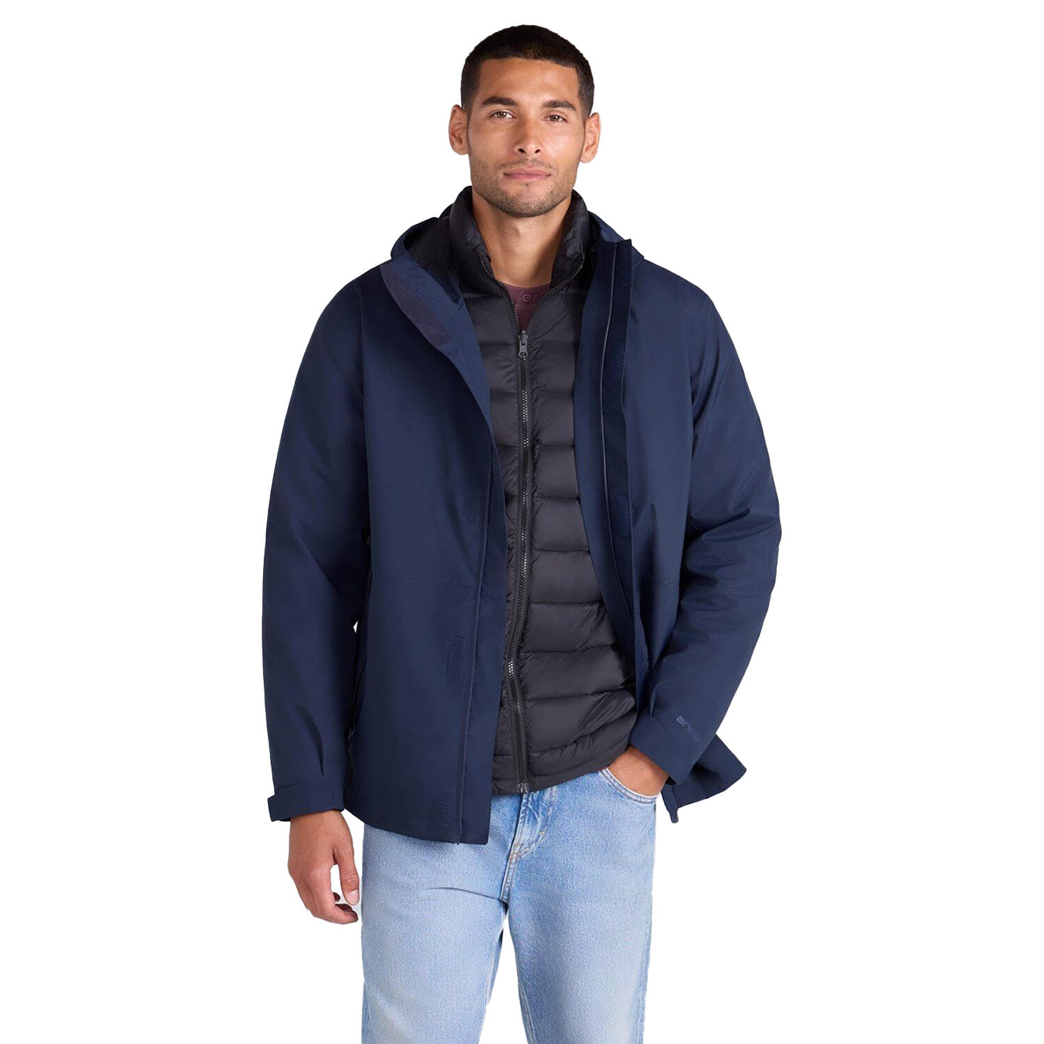 Jacke, wasserfest für , Wattiert Herren Marine 3/4
