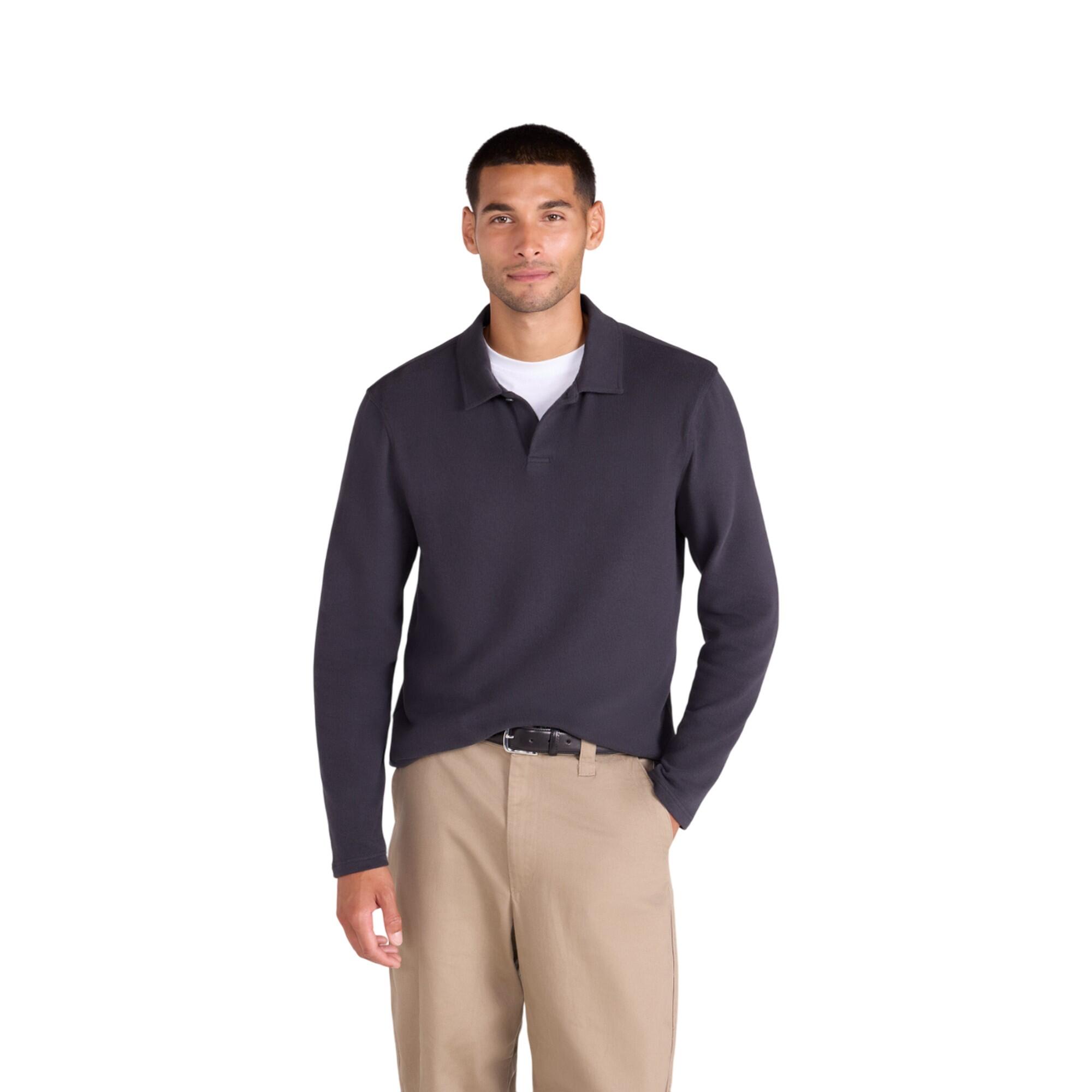 Mens Ollie LongSleeved Polo Shirt (Black) 4/4