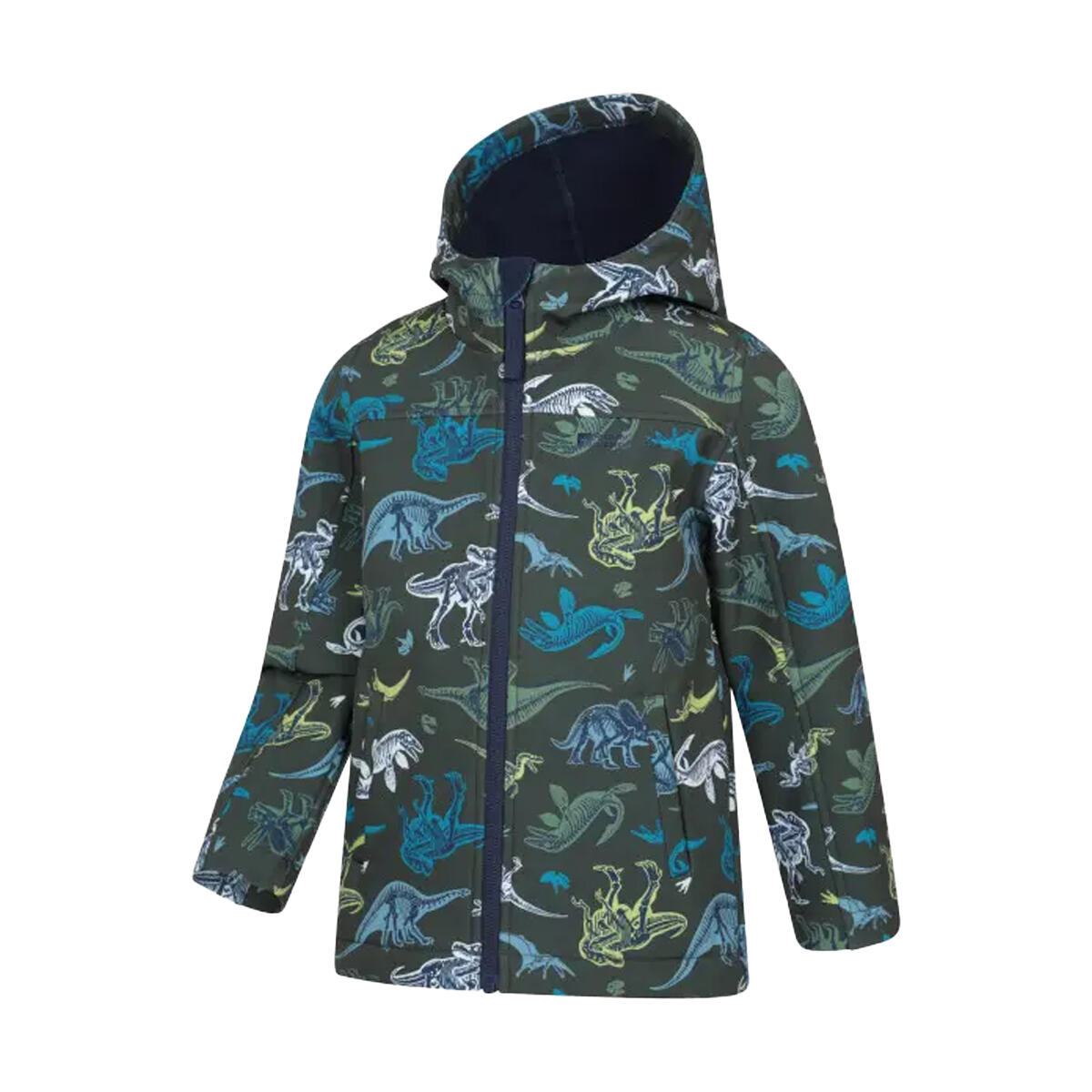 Childrens/Kids Exodus Dinosaurs Water Resistant Soft Shell Jacket (Dark Green) 3/4