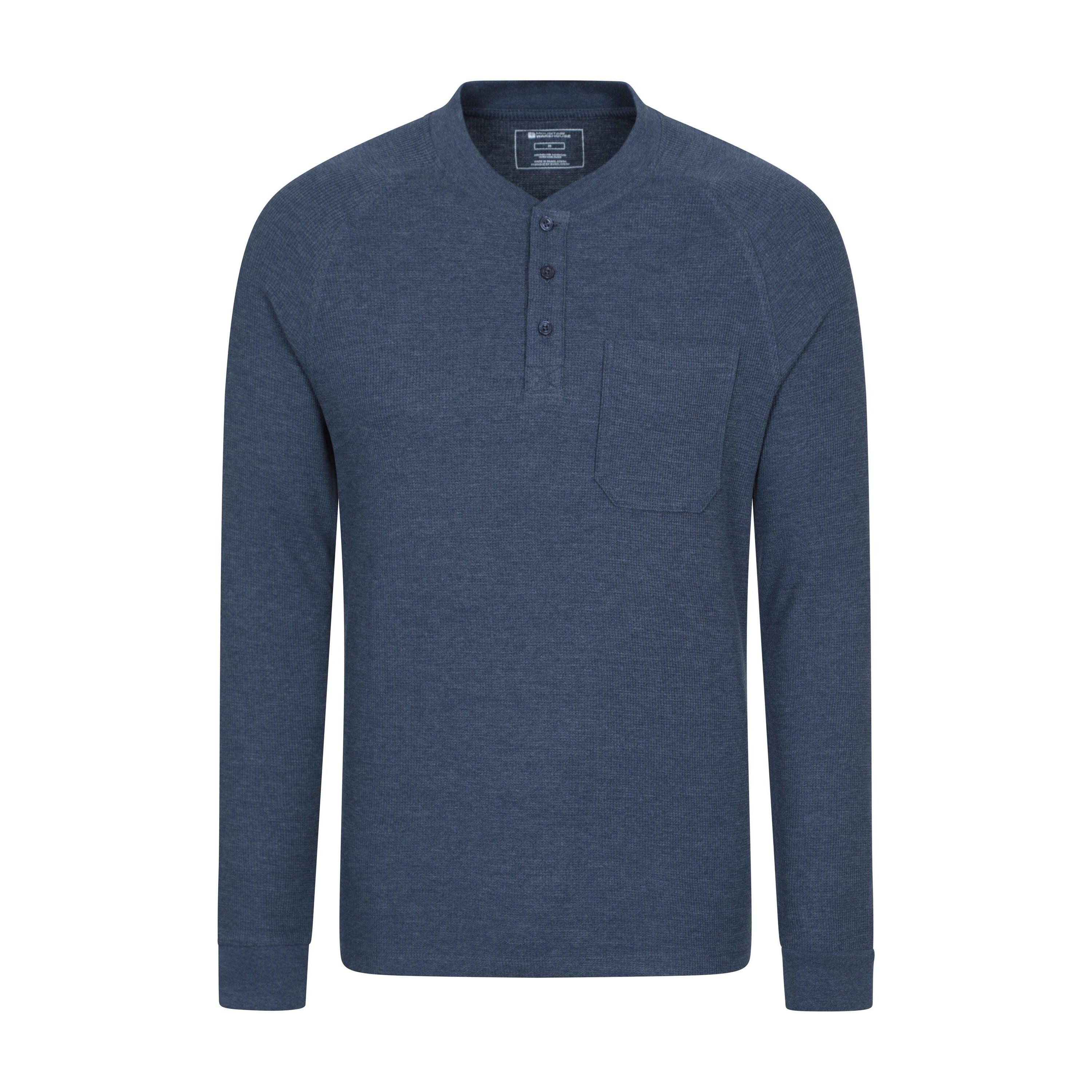 MOUNTAIN WAREHOUSE Mens Selby Waffle Henley TShirt (Navy)