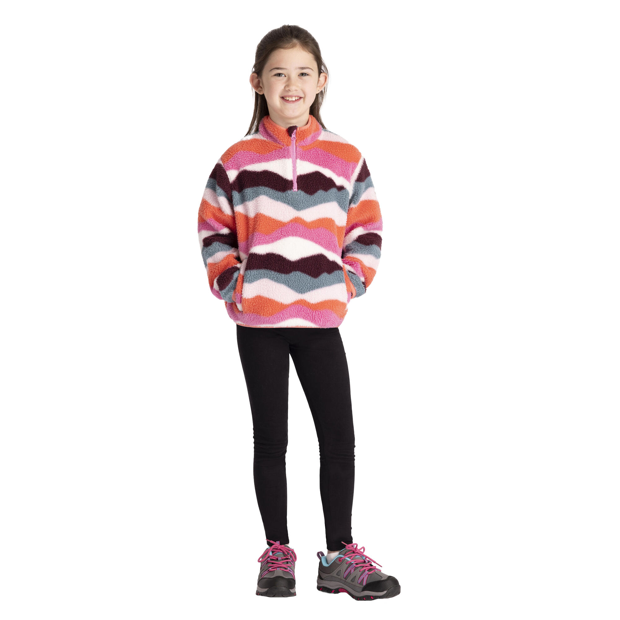 Felpa In Pile Mezza Cerniera Bambini Trespass Ovie Rosa 3/4